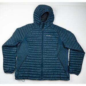 Eddie Bauer EB800 Down Puffer Jacket Women's 2XL First Ascent Hooded Blue Pertex